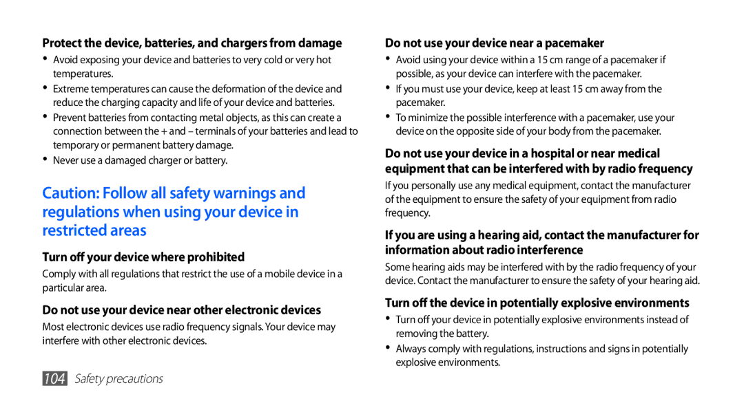 Samsung YP-G70CW/UMG, YP-G70CW/HAC, YP-G70CB/MEA, YP-G70EW/MEA, YP-G70CB/UMG manual Turn off your device where prohibited 