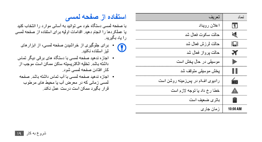 Samsung YP-G70CW/AAW, YP-G70CW/HAC, YP-G70CB/MEA, YP-G70EW/MEA, YP-G70CB/UMG یسمل هحفص زا هدافتسا, دوش یسمل هحفص نداتفا راک 