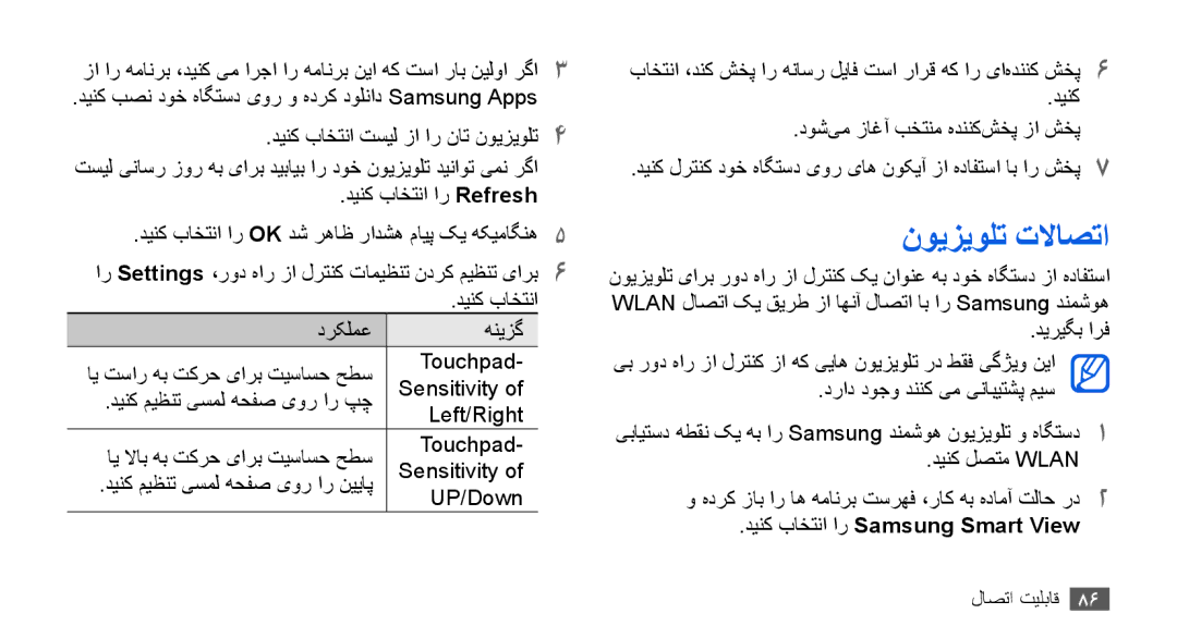 Samsung YP-G70CB/AAW, YP-G70CW/HAC, YP-G70CB/MEA, YP-G70EW/MEA manual نويزيولت تلااصتا, دینک باختنا ار Samsung Smart View 