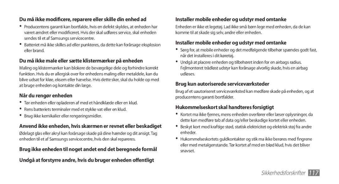 Samsung YP-G70CW/NEE manual Når du rengør enheden 