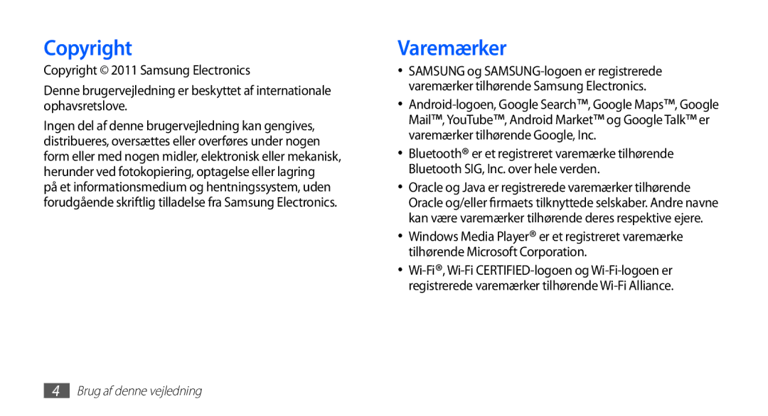 Samsung YP-G70CW/NEE manual Copyright, Varemærker 