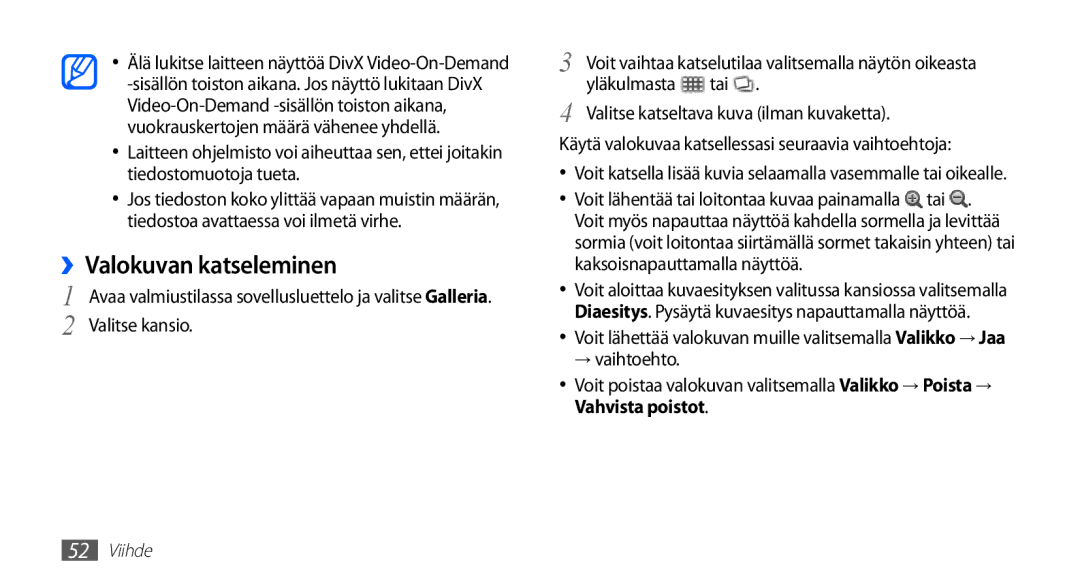 Samsung YP-G70CW/NEE manual ››Valokuvan katseleminen, Valitse kansio 