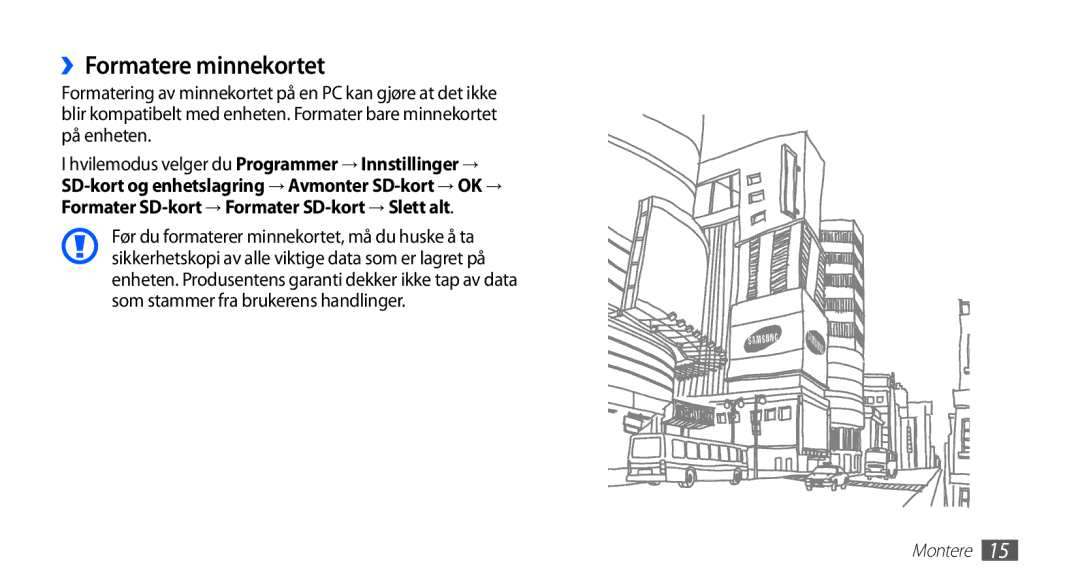 Samsung YP-G70CW/NEE manual ››Formatere minnekortet 