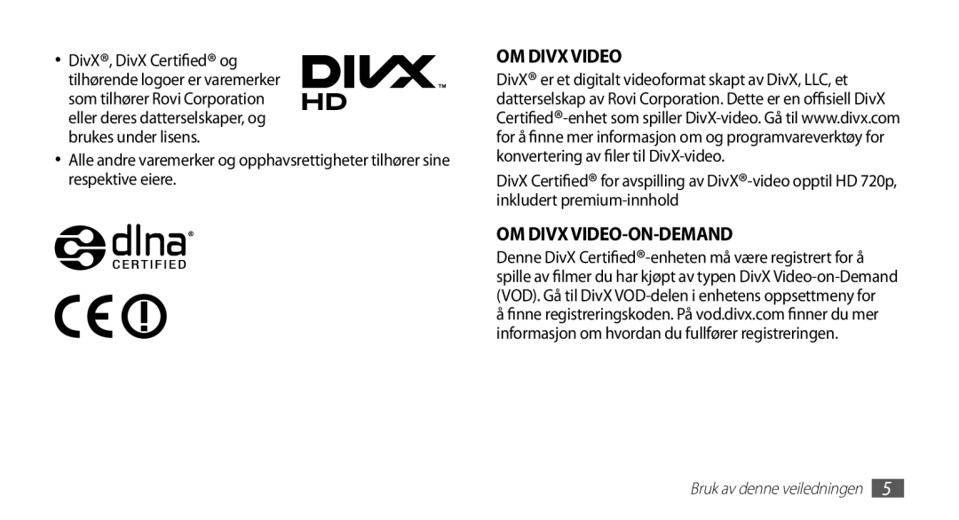 Samsung YP-G70CW/NEE manual OM Divx Video 