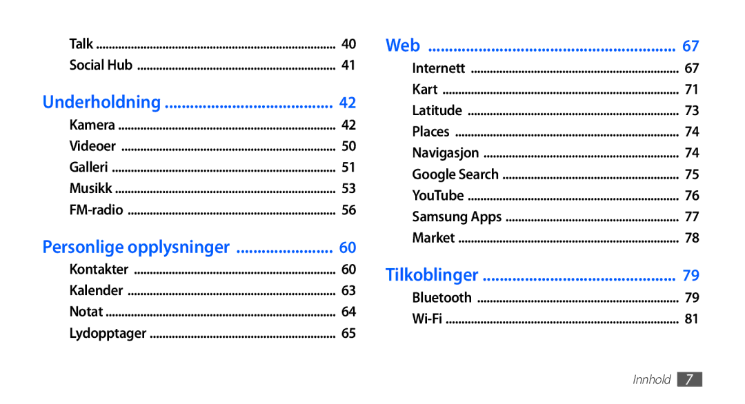 Samsung YP-G70CW/NEE manual Web 