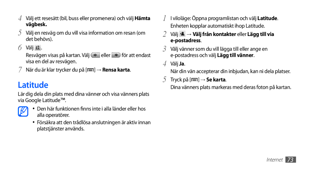 Samsung YP-G70CW/NEE manual Latitude, Postadress 