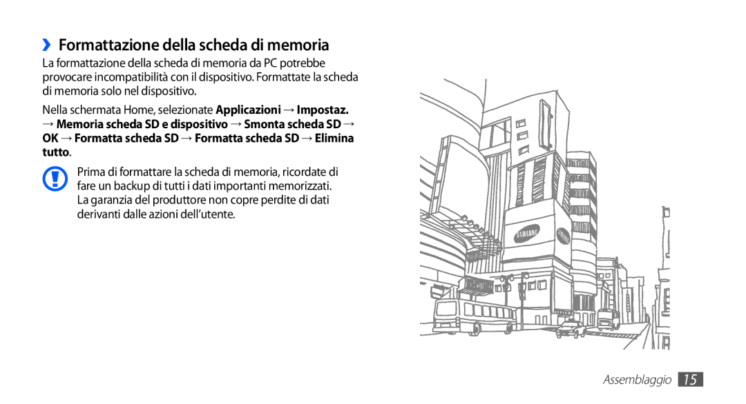 Samsung YP-G70CB/XET, YP-G70CW/XET manual ››Formattazione della scheda di memoria 