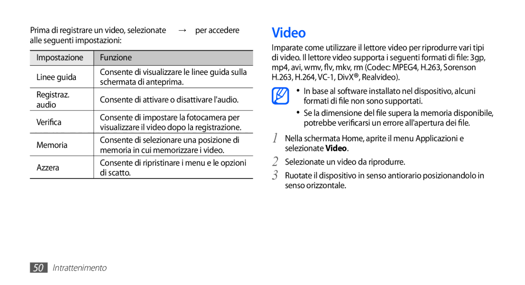 Samsung YP-G70CW/XET, YP-G70CB/XET manual Video 