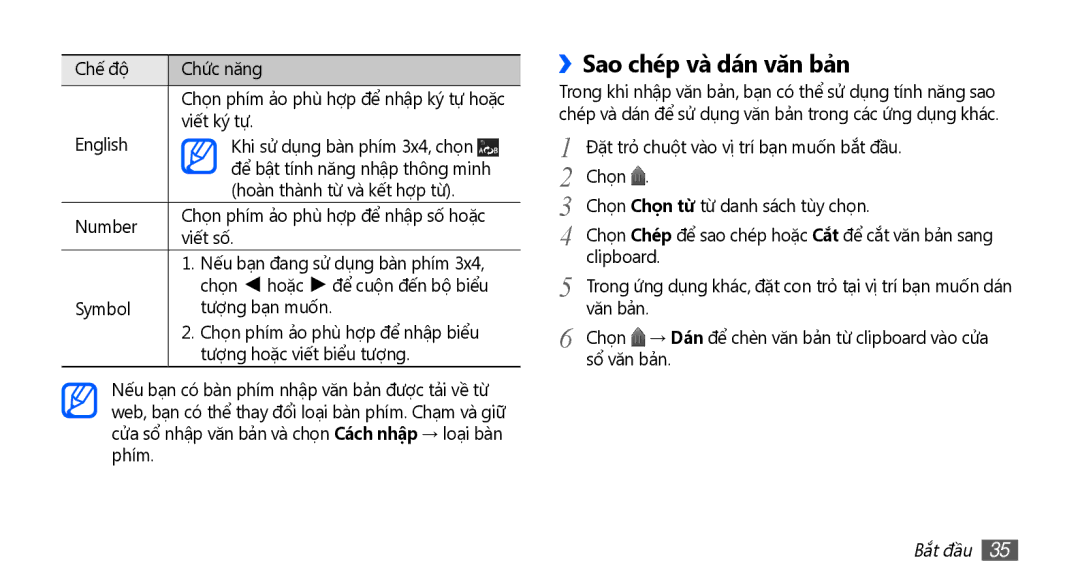 Samsung YP-G70CW/XSV manual ››Sao chép và dán văn bả̉n 