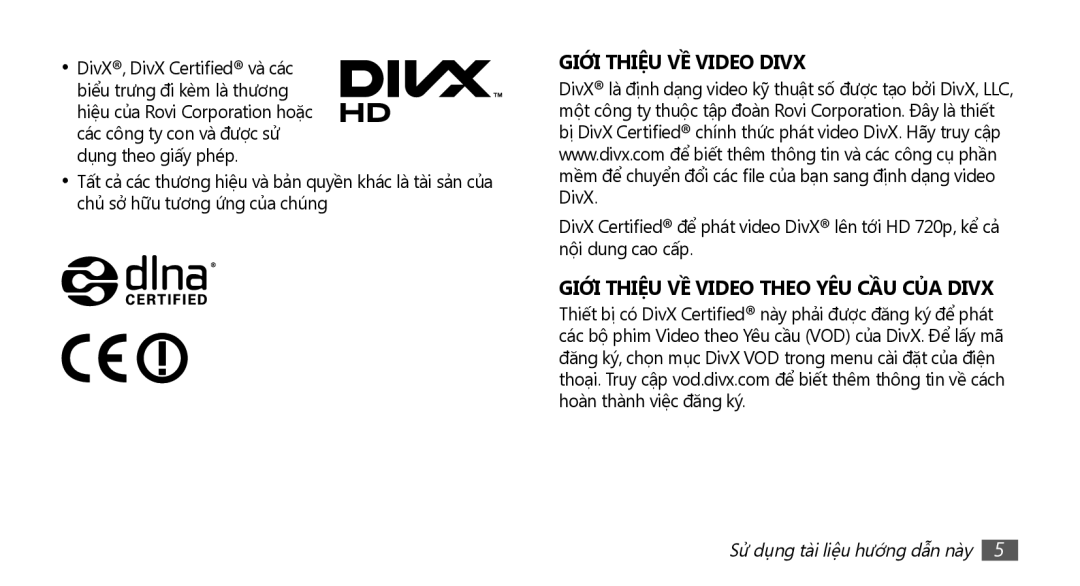 Samsung YP-G70CW/XSV manual Giới Thiệu VỀ Video Divx 