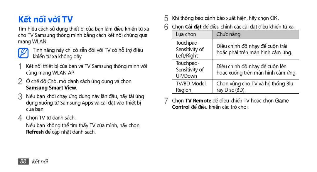 Samsung YP-G70CW/XSV manual 88 Kết nối 