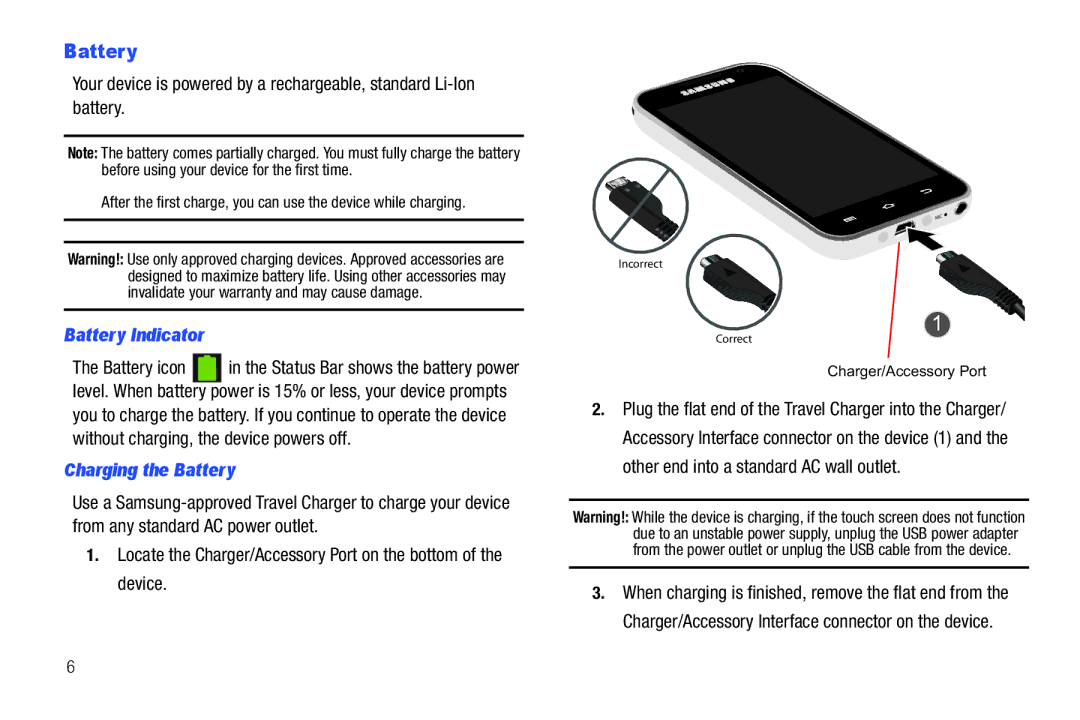 Samsung YP-G70CWY user manual Battery Indicator, Charging the Battery 