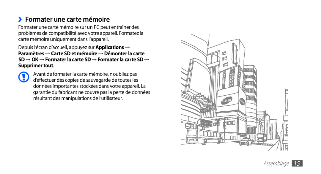 Samsung YP-G70CW/XEF, YP-G70EW/XEF manual ››Formater une carte mémoire 