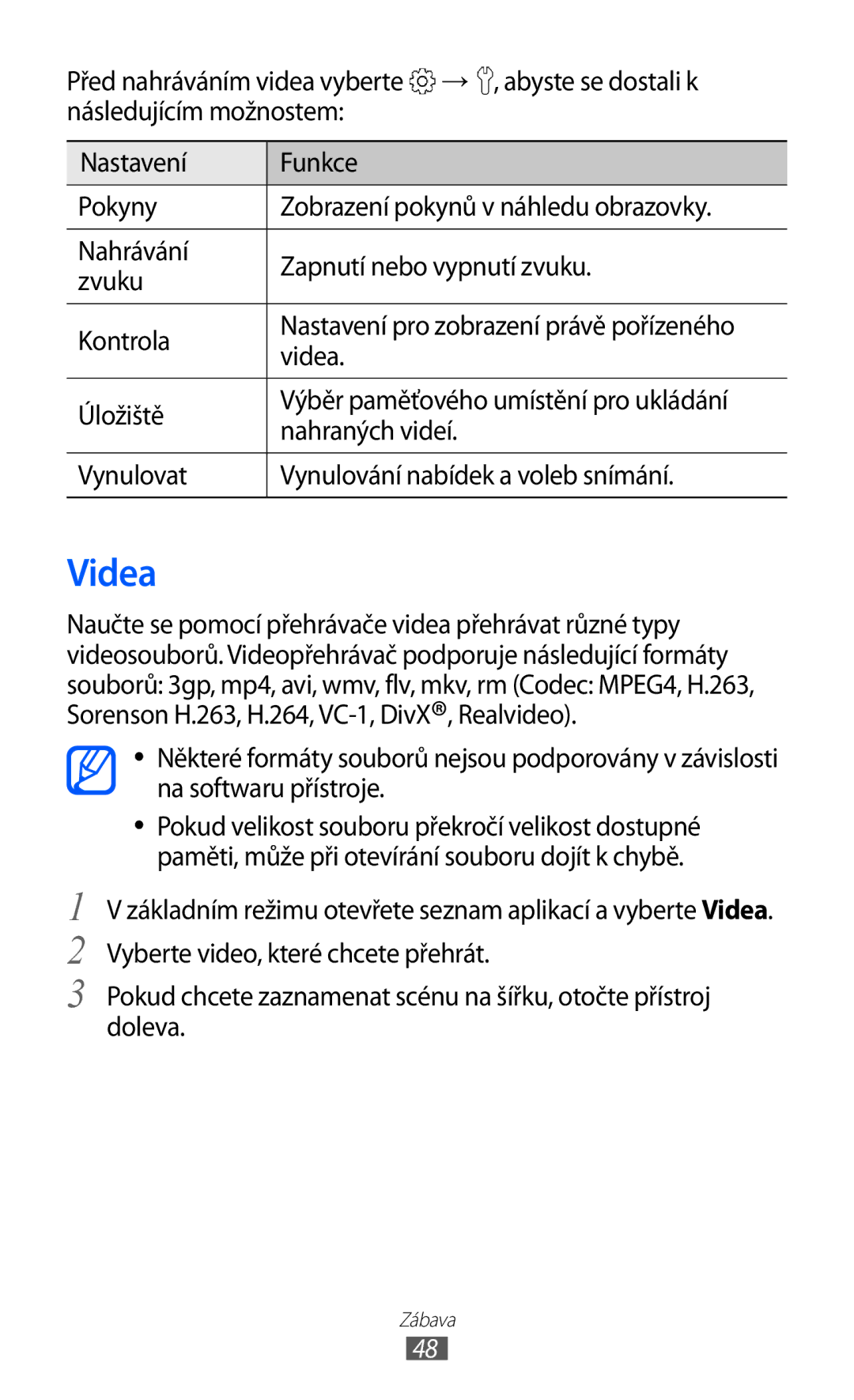 Samsung YP-G70EW/XEZ, YP-G70CW/XEZ, YP-G70EB/XEZ, YP-G70CB/XEZ manual Videa 