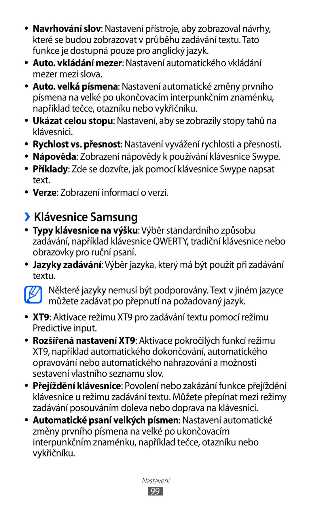 Samsung YP-G70CB/XEZ, YP-G70EW/XEZ, YP-G70CW/XEZ, YP-G70EB/XEZ manual ››Klávesnice Samsung 