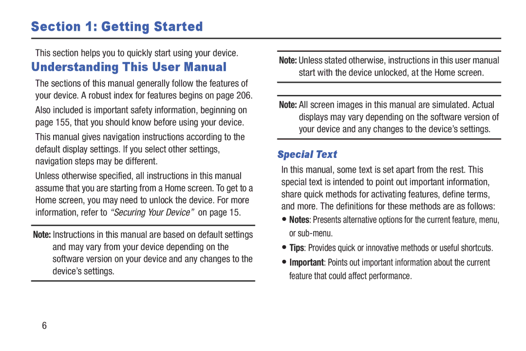 Samsung YP-GI1CB user manual Getting Started, Special Text 