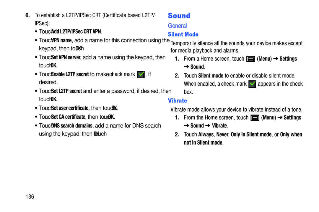 Samsung YP-GI1CB user manual Sound, General, Silent Mode, Vibrate 