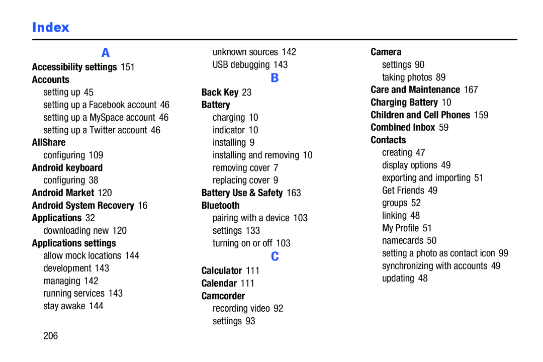 Samsung YP-GI1CB user manual Index 