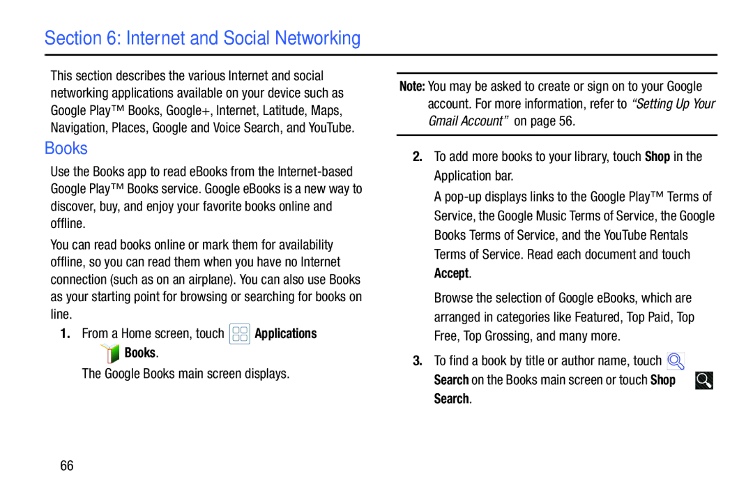 Samsung YP-GI1CB user manual Internet and Social Networking, Books 