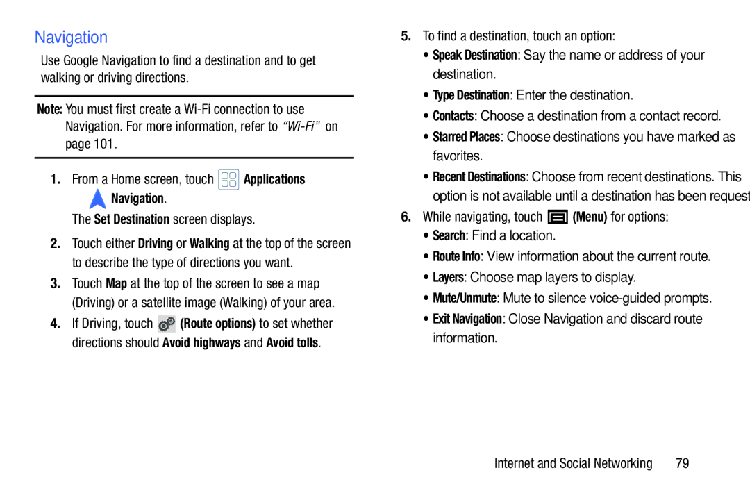 Samsung YP-GI1CB user manual Navigation 