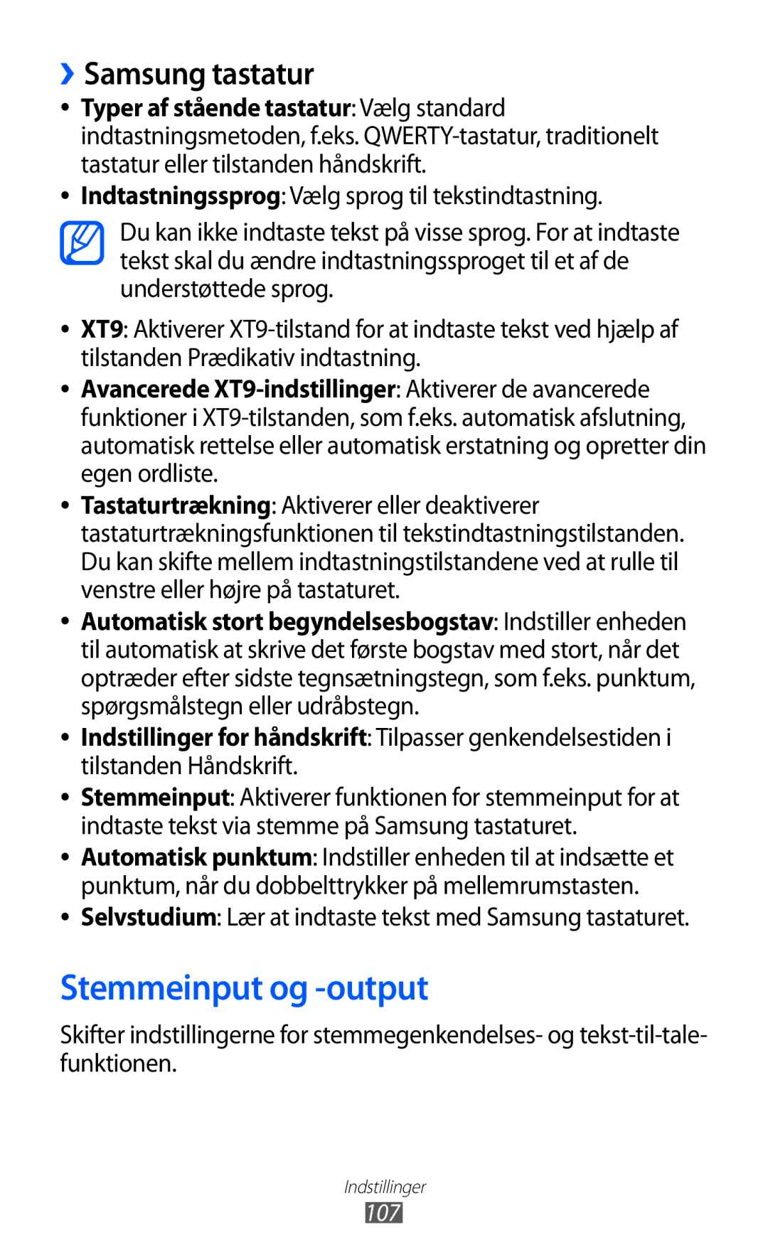 Samsung YP-GI1CW/NEE manual Stemmeinput og -output, ››Samsung tastatur 