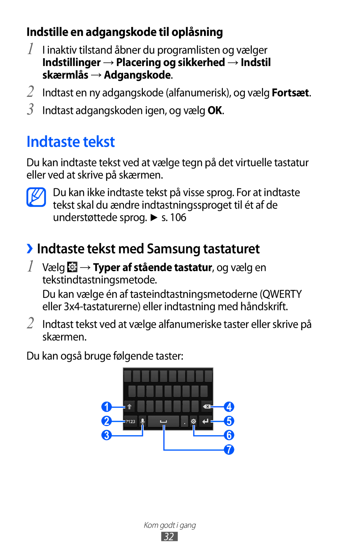 Samsung YP-GI1CW/NEE manual ››Indtaste tekst med Samsung tastaturet 