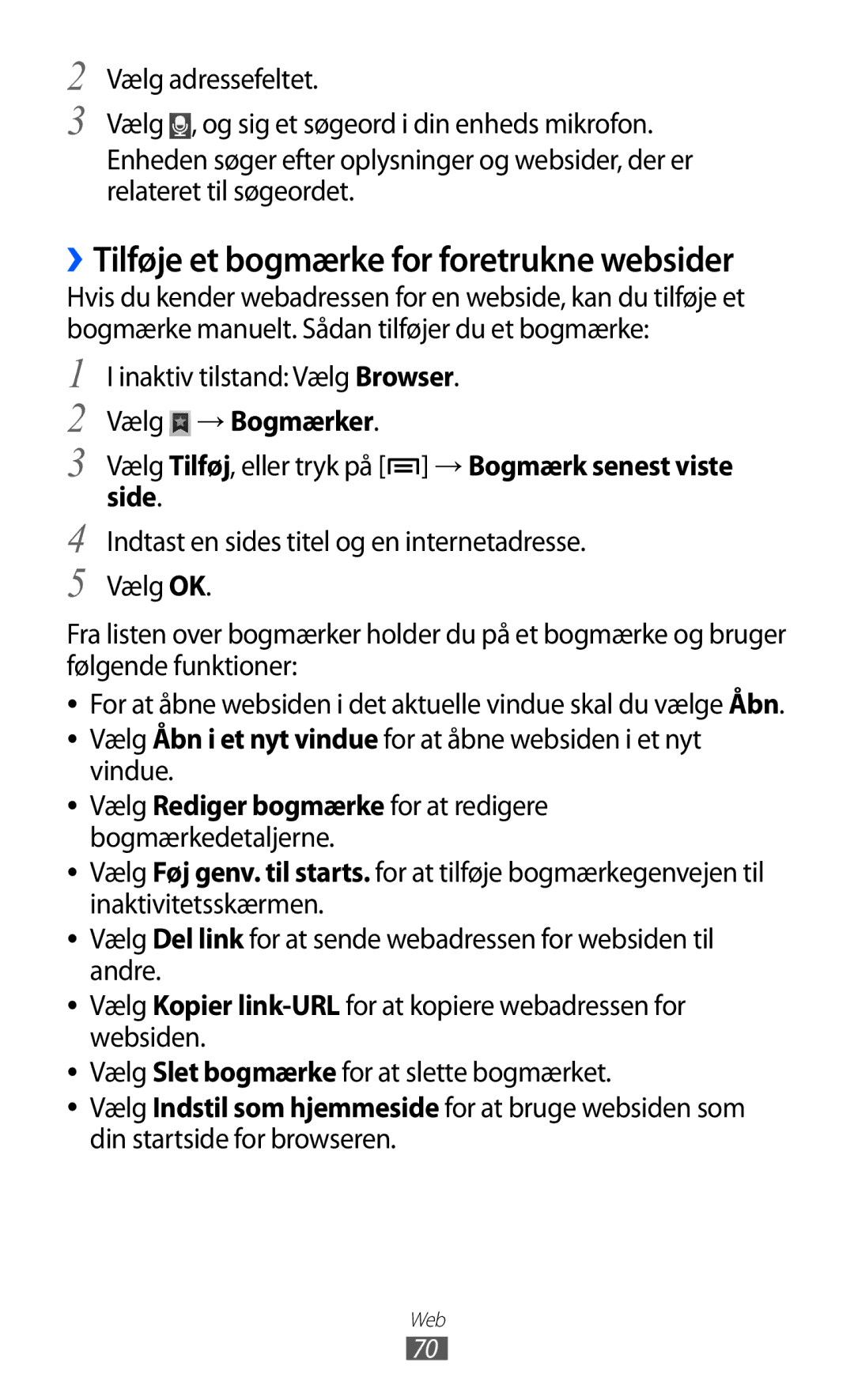 Samsung YP-GI1CW/NEE manual Vælg → Bogmærker, Vindue 