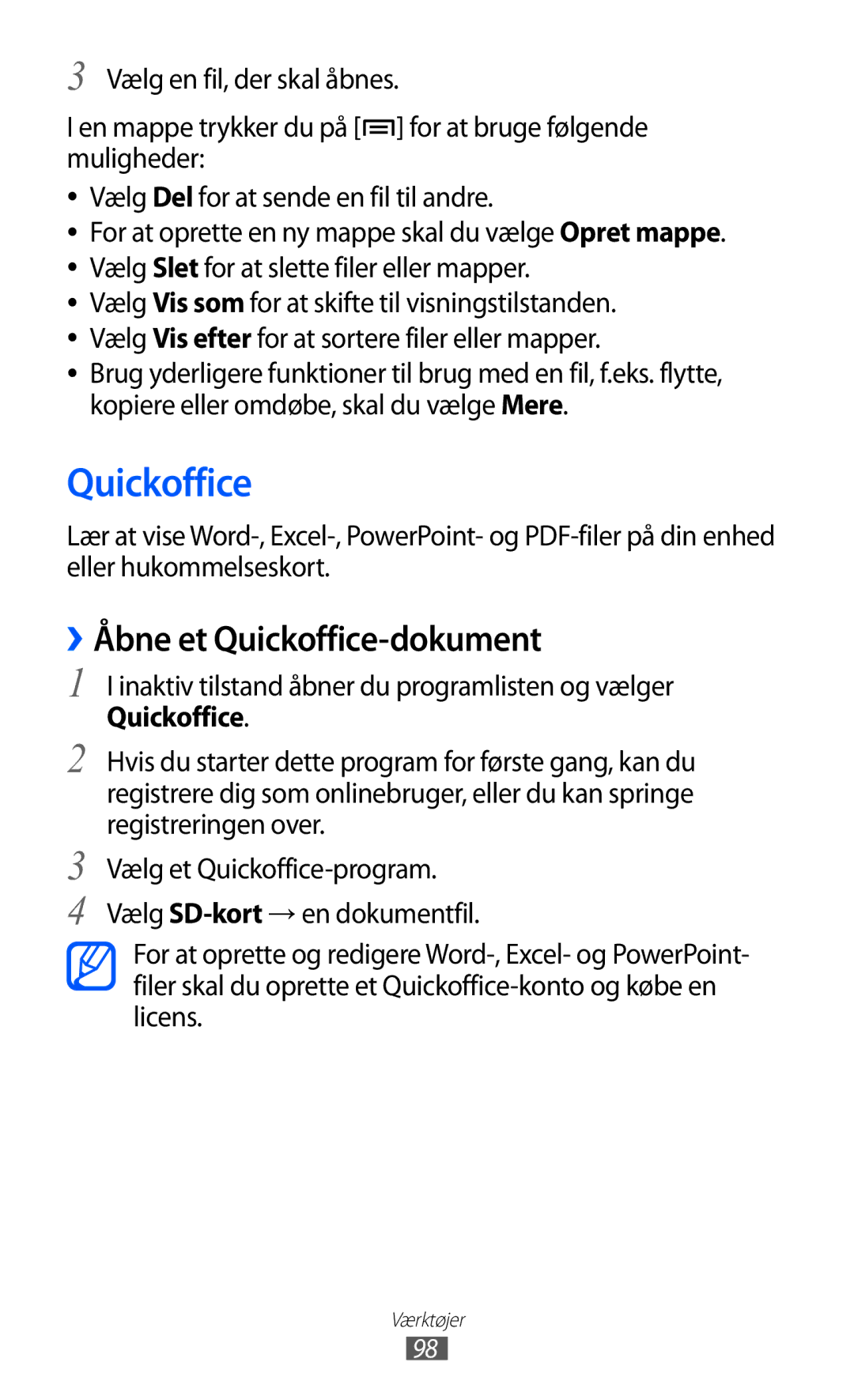 Samsung YP-GI1CW/NEE manual ››Åbne et Quickoffice-dokument 