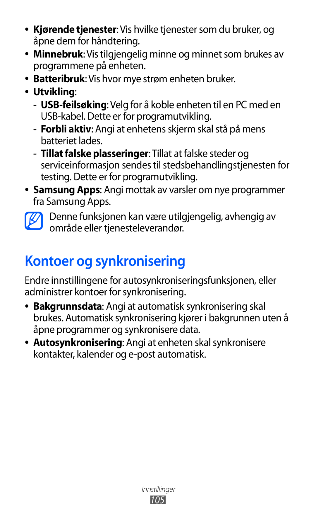 Samsung YP-GI1CW/NEE manual Kontoer og synkronisering 