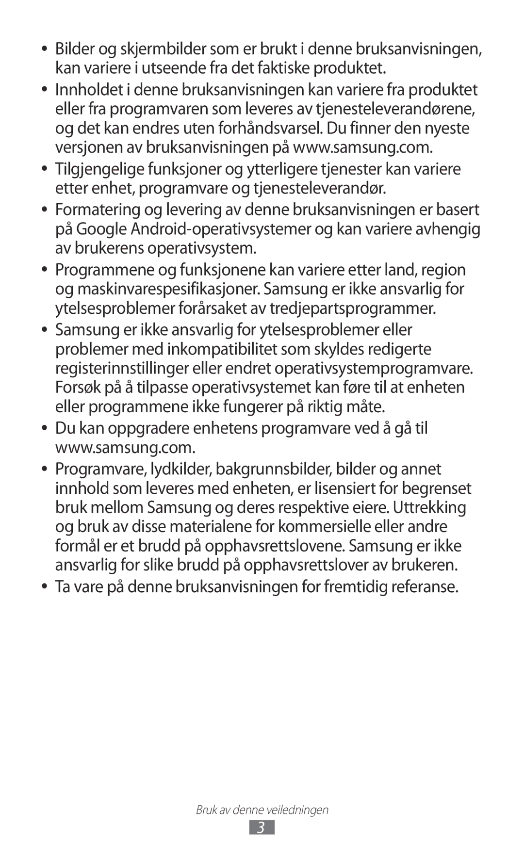 Samsung YP-GI1CW/NEE manual Ta vare på denne bruksanvisningen for fremtidig referanse 