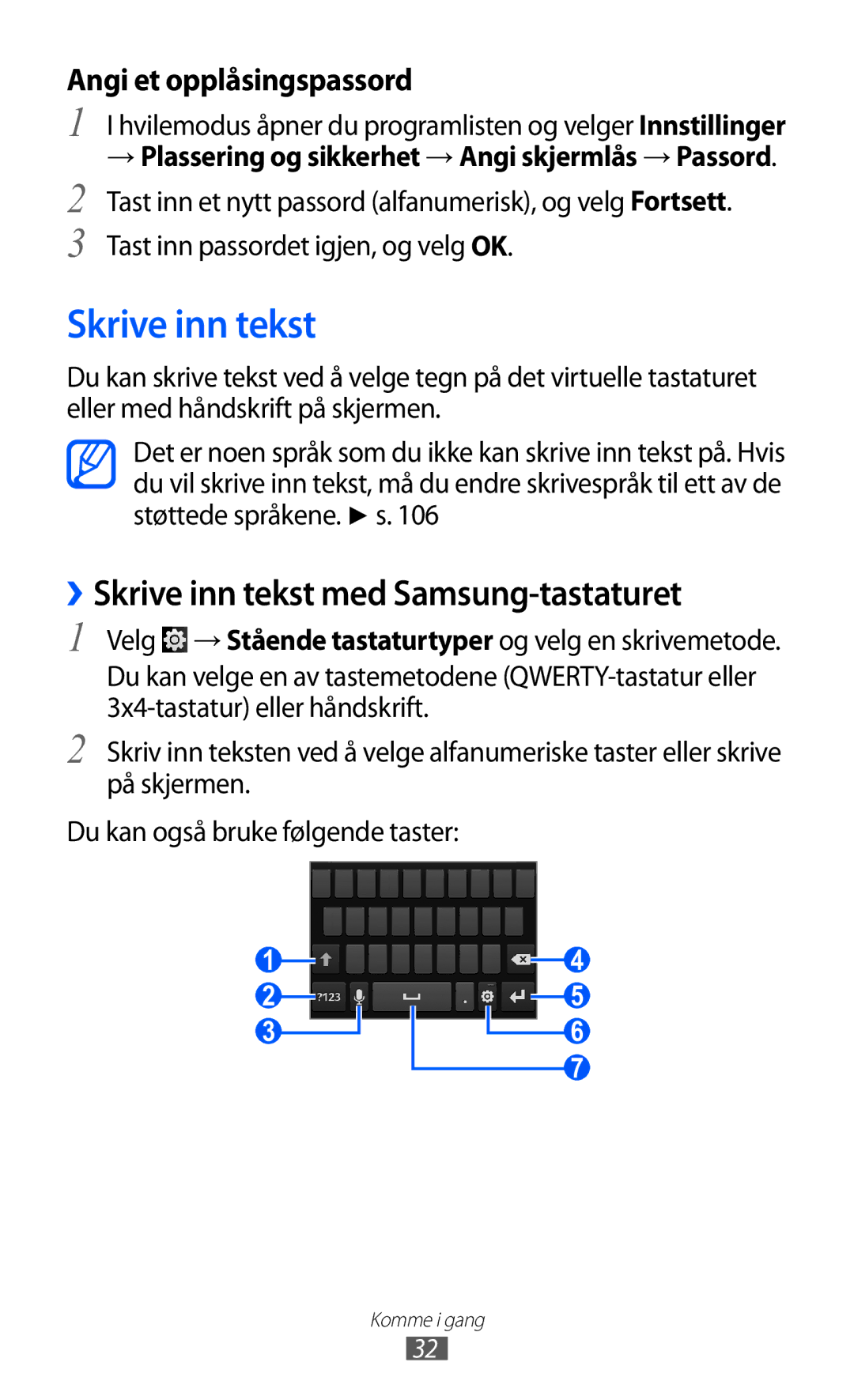 Samsung YP-GI1CW/NEE manual ››Skrive inn tekst med Samsung-tastaturet 