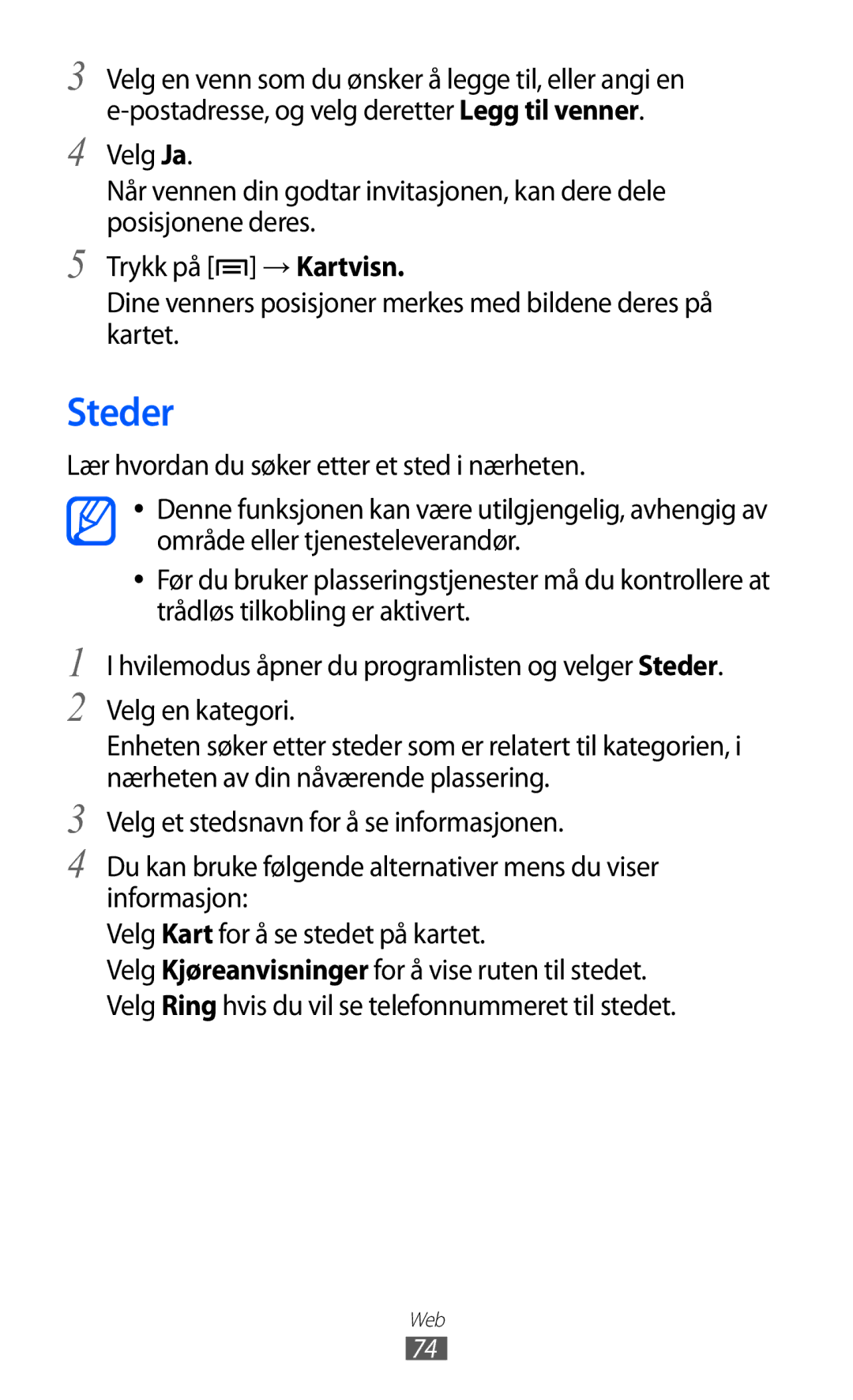 Samsung YP-GI1CW/NEE manual Steder 