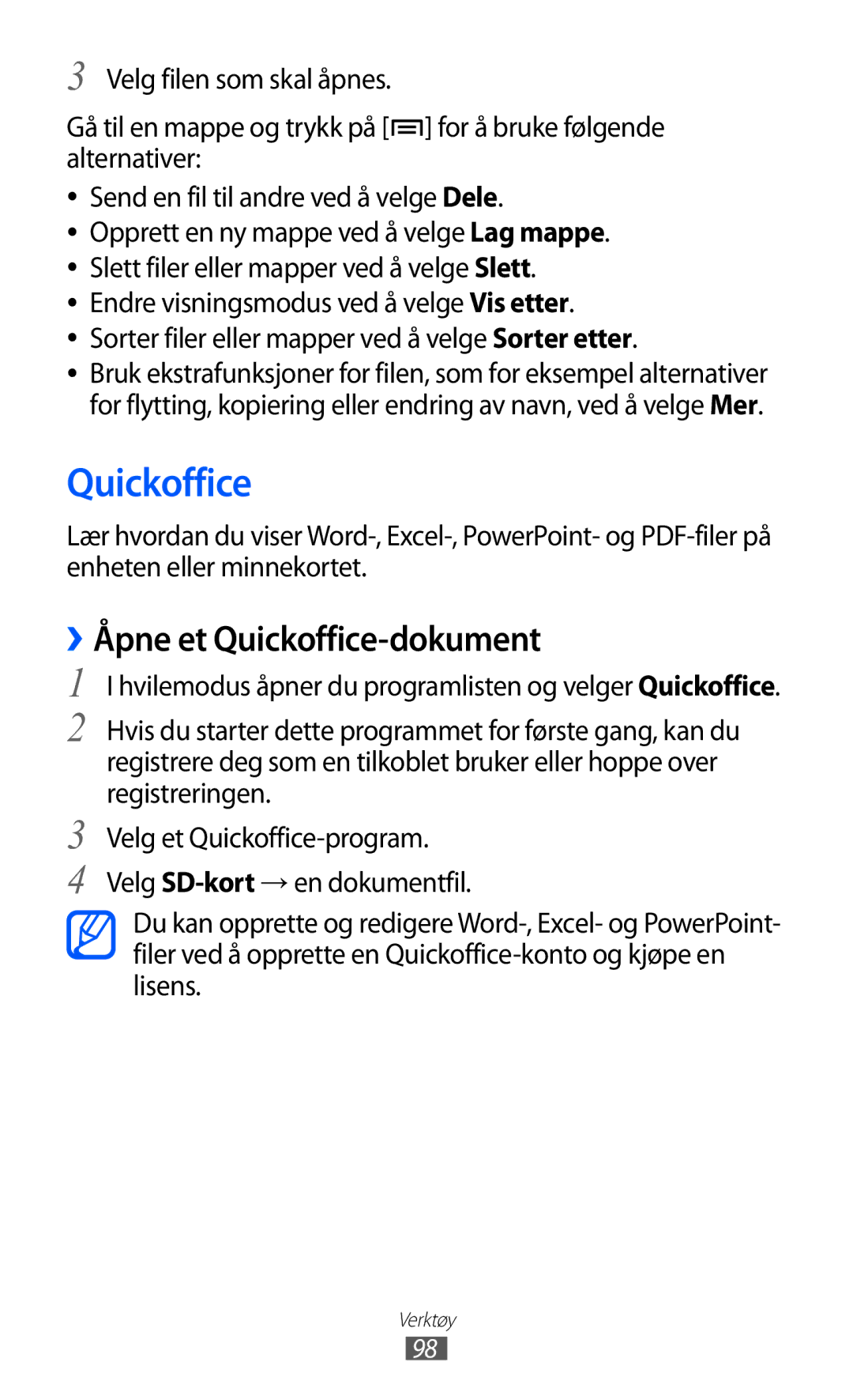 Samsung YP-GI1CW/NEE manual ››Åpne et Quickoffice-dokument 