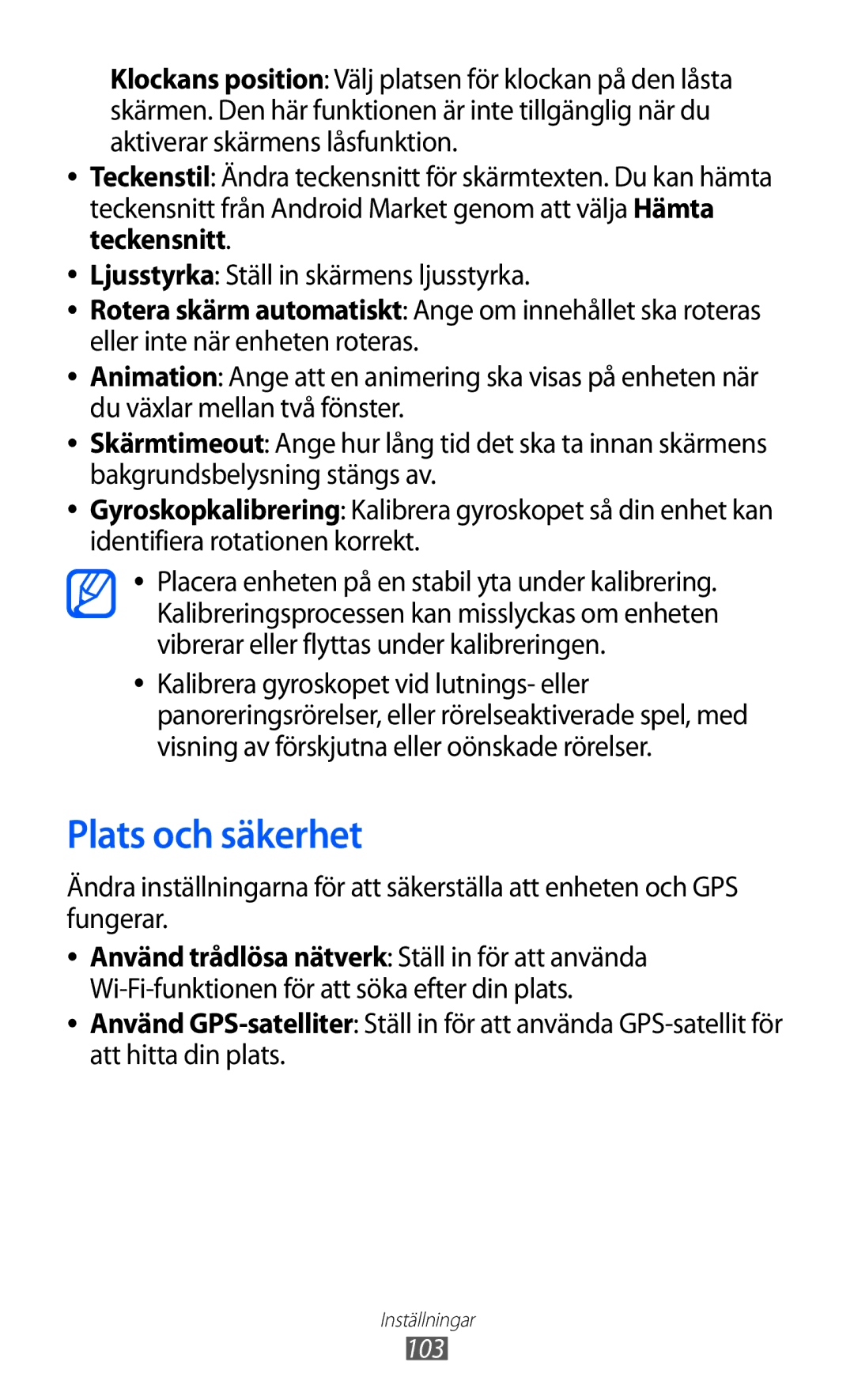 Samsung YP-GI1CW/NEE manual Plats och säkerhet 