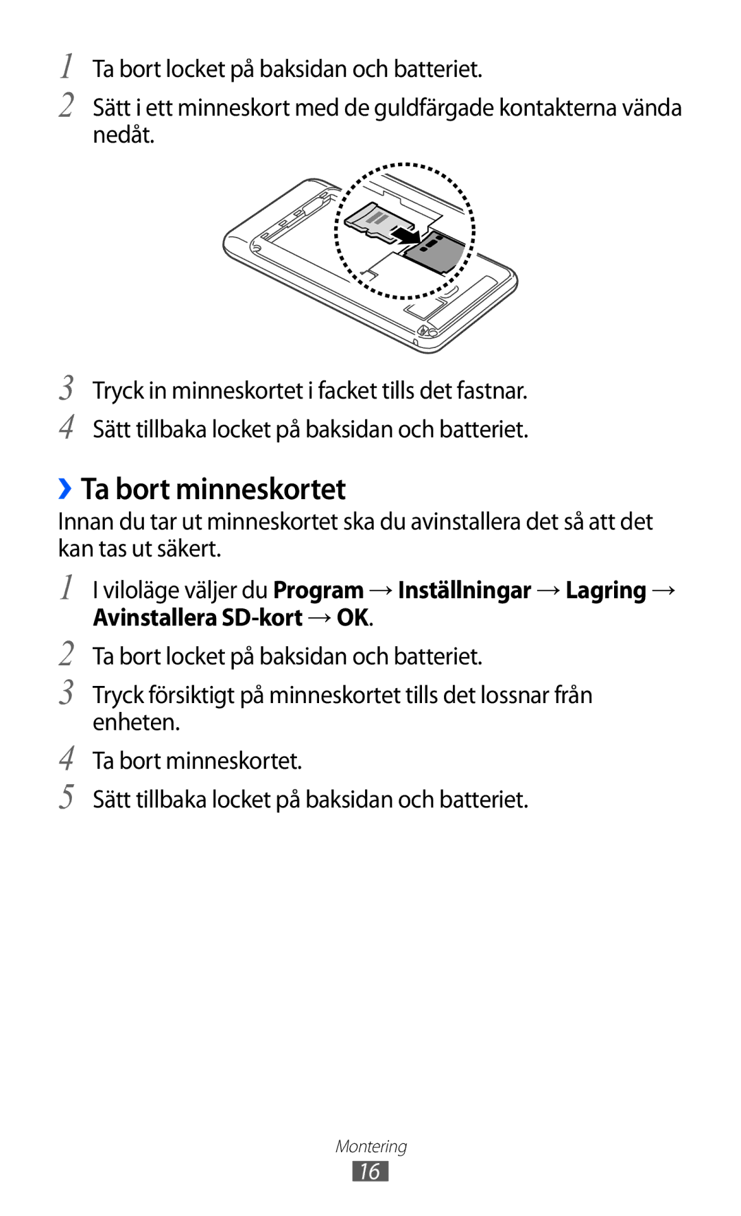 Samsung YP-GI1CW/NEE manual ››Ta bort minneskortet 