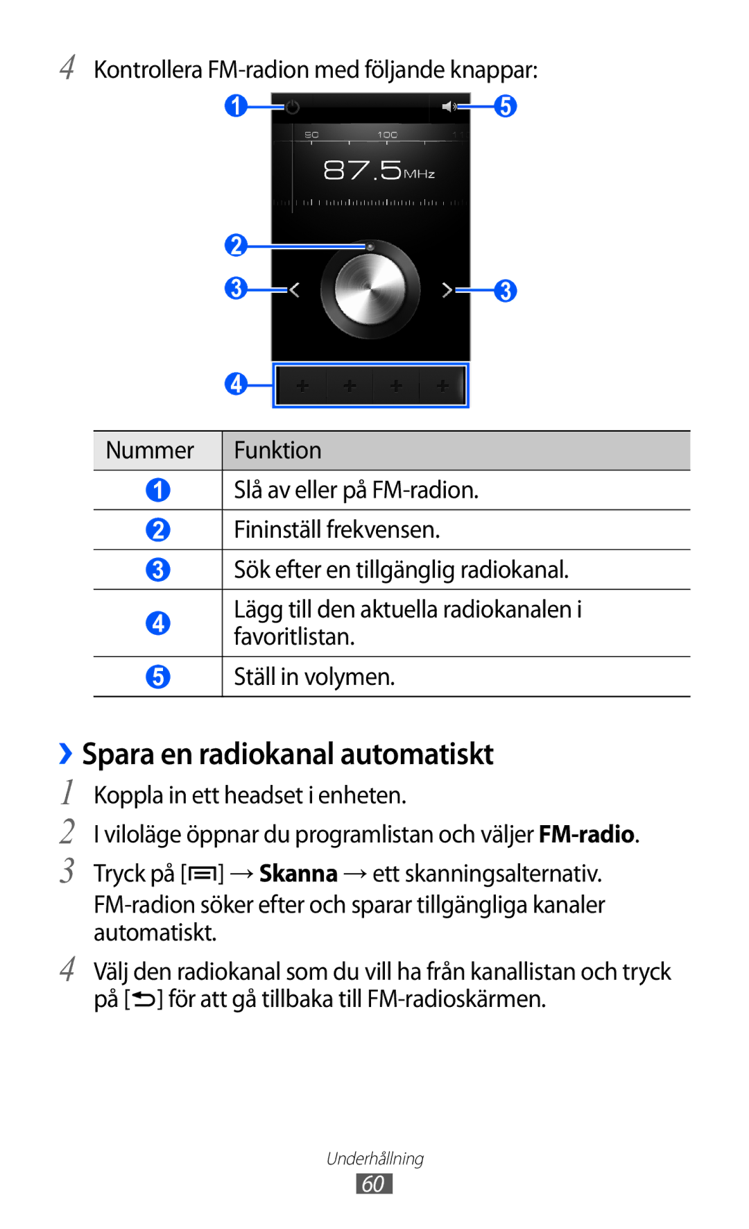 Samsung YP-GI1CW/NEE manual ››Spara en radiokanal automatiskt 