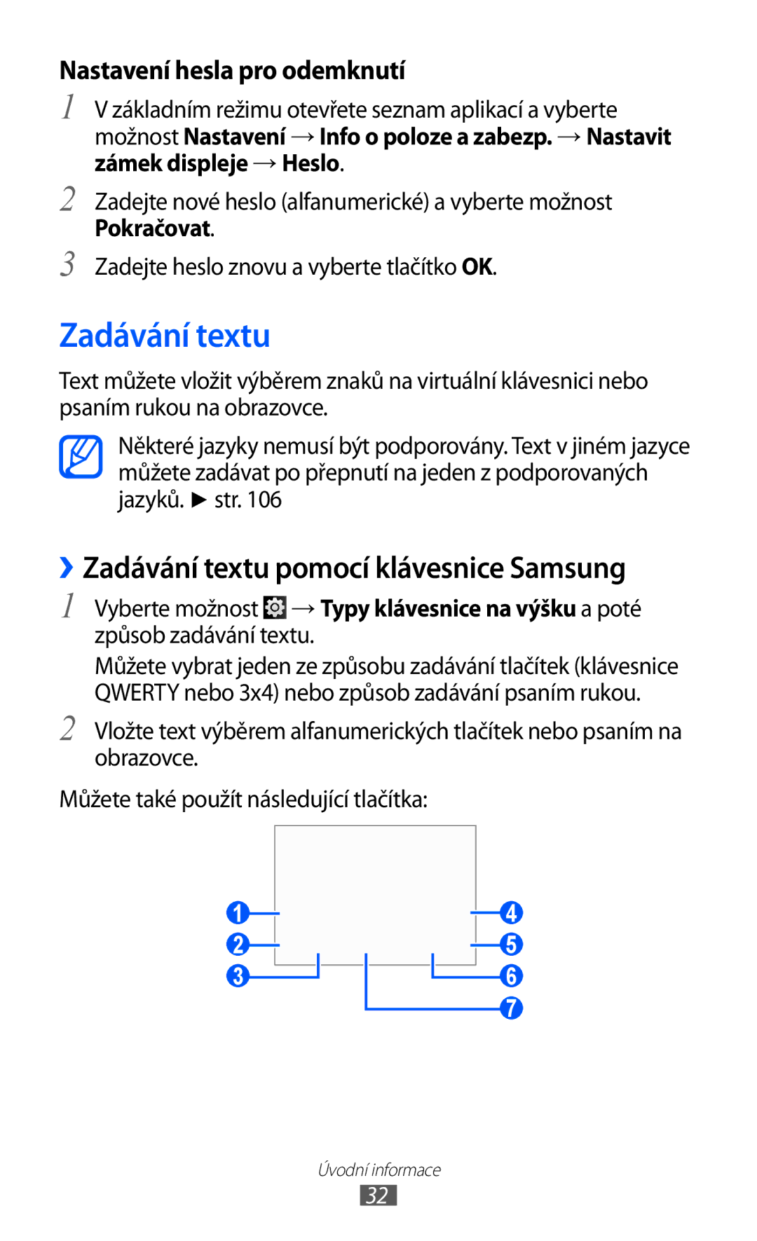 Samsung YP-G1CW/XEZ, YP-GI1CW/ROM, YP-GI1CW/XEZ manual ››Zadávání textu pomocí klávesnice Samsung 