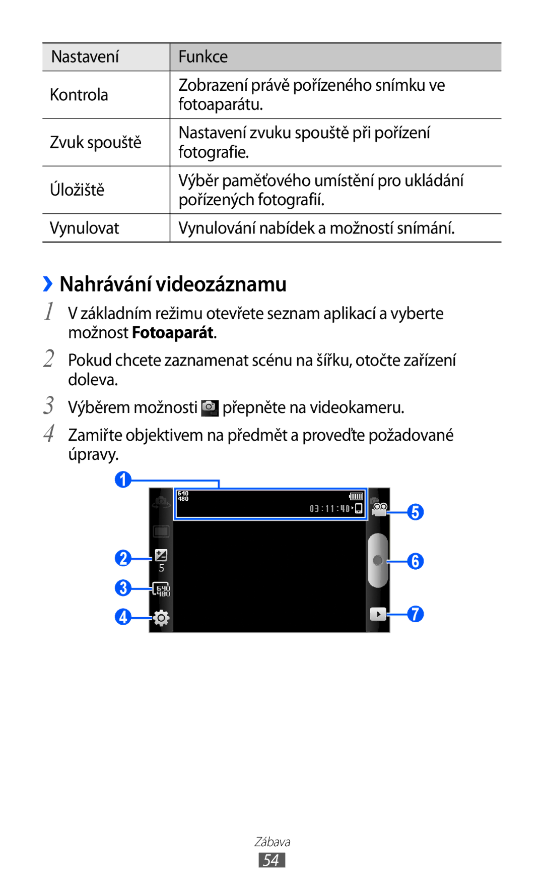 Samsung YP-GI1CW/ROM, YP-GI1CW/XEZ, YP-G1CW/XEZ manual ››Nahrávání videozáznamu 