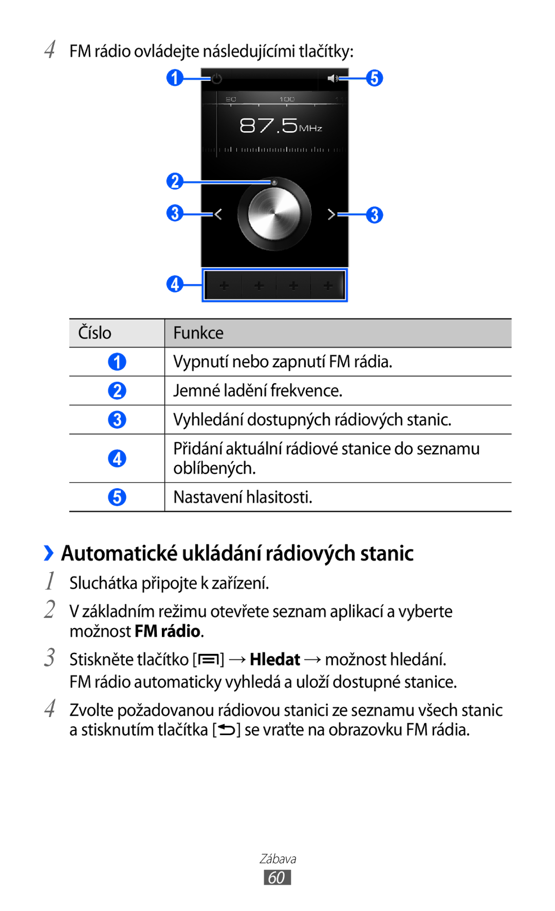 Samsung YP-GI1CW/ROM, YP-GI1CW/XEZ, YP-G1CW/XEZ manual ››Automatické ukládání rádiových stanic 