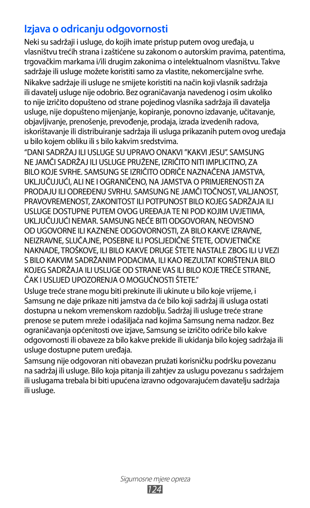 Samsung YP-GI1CW/TRA manual Izjava o odricanju odgovornosti 