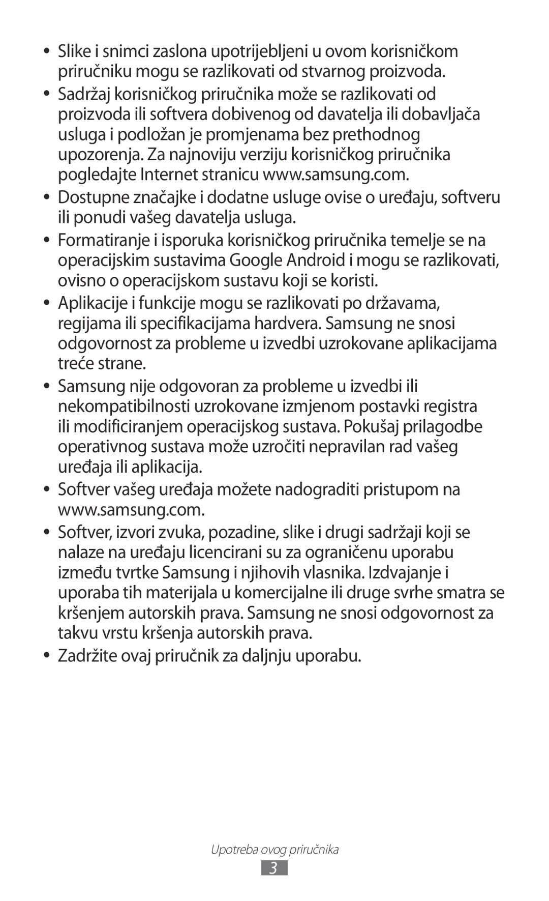 Samsung YP-GI1CW/TRA manual Zadržite ovaj priručnik za daljnju uporabu 