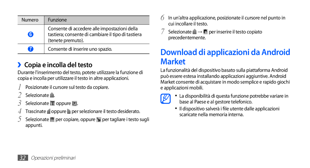 Samsung YP-GS1CB/XEG, YP-GS1CB/XET, YP-GS1CW/XET Download di applicazioni da Android Market, ››Copia e incolla del testo 