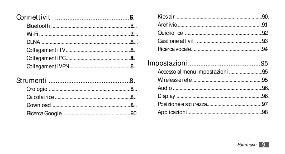 Samsung YP-GS1CB/XET, YP-GS1CW/XET, YP-GS1CB/XEG manual Connettività 