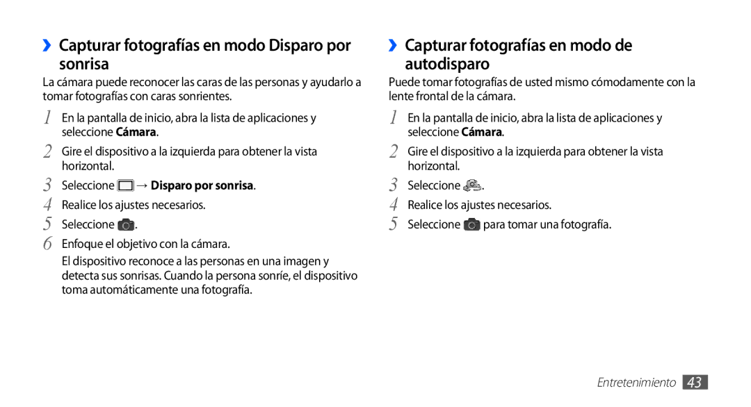 Samsung YP-GS1CB/TPH ››Capturar fotografías en modo Disparo por sonrisa, ››Capturar fotografías en modo de autodisparo 