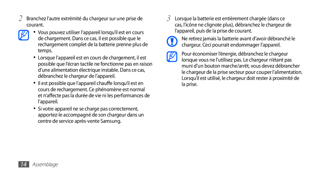 Samsung YP-GS1CW/XEF, YP-GS1CB/XEF manual Branchez l’autre extrémité du chargeur sur une prise de, Courant, Temps, La prise 