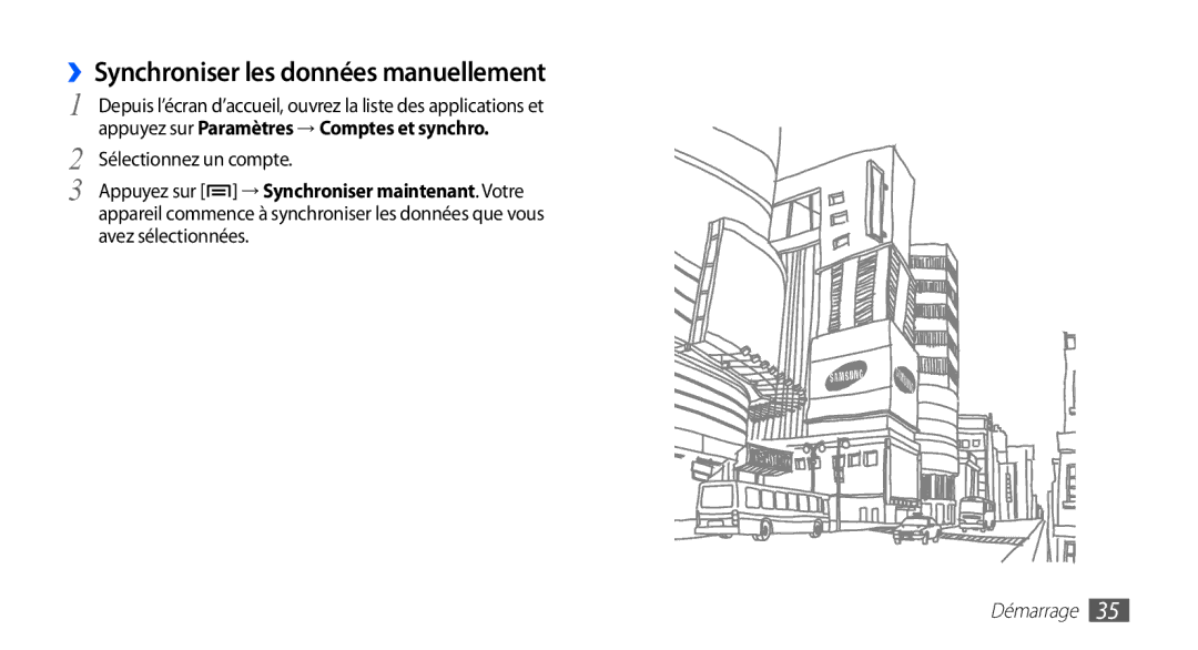 Samsung YP-GS1CB/XEF, YP-GS1CW/XEF manual ››Synchroniser les données manuellement 