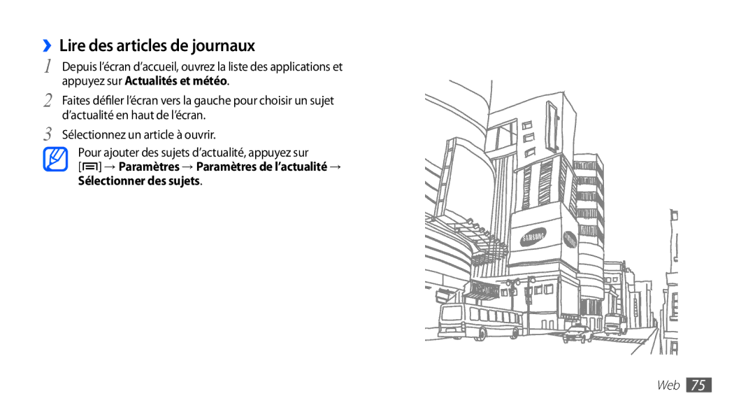 Samsung YP-GS1CB/XEF, YP-GS1CW/XEF manual ››Lire des articles de journaux 