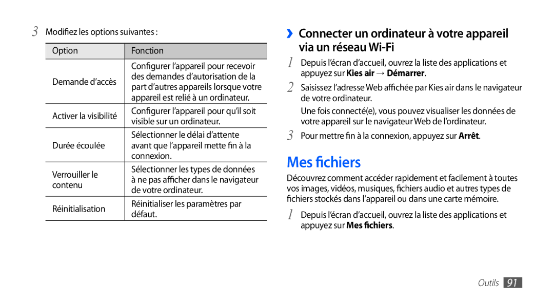 Samsung YP-GS1CB/XEF, YP-GS1CW/XEF manual Mes fichiers 