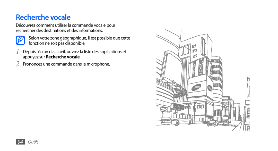 Samsung YP-GS1CW/XEF, YP-GS1CB/XEF manual Recherche vocale 