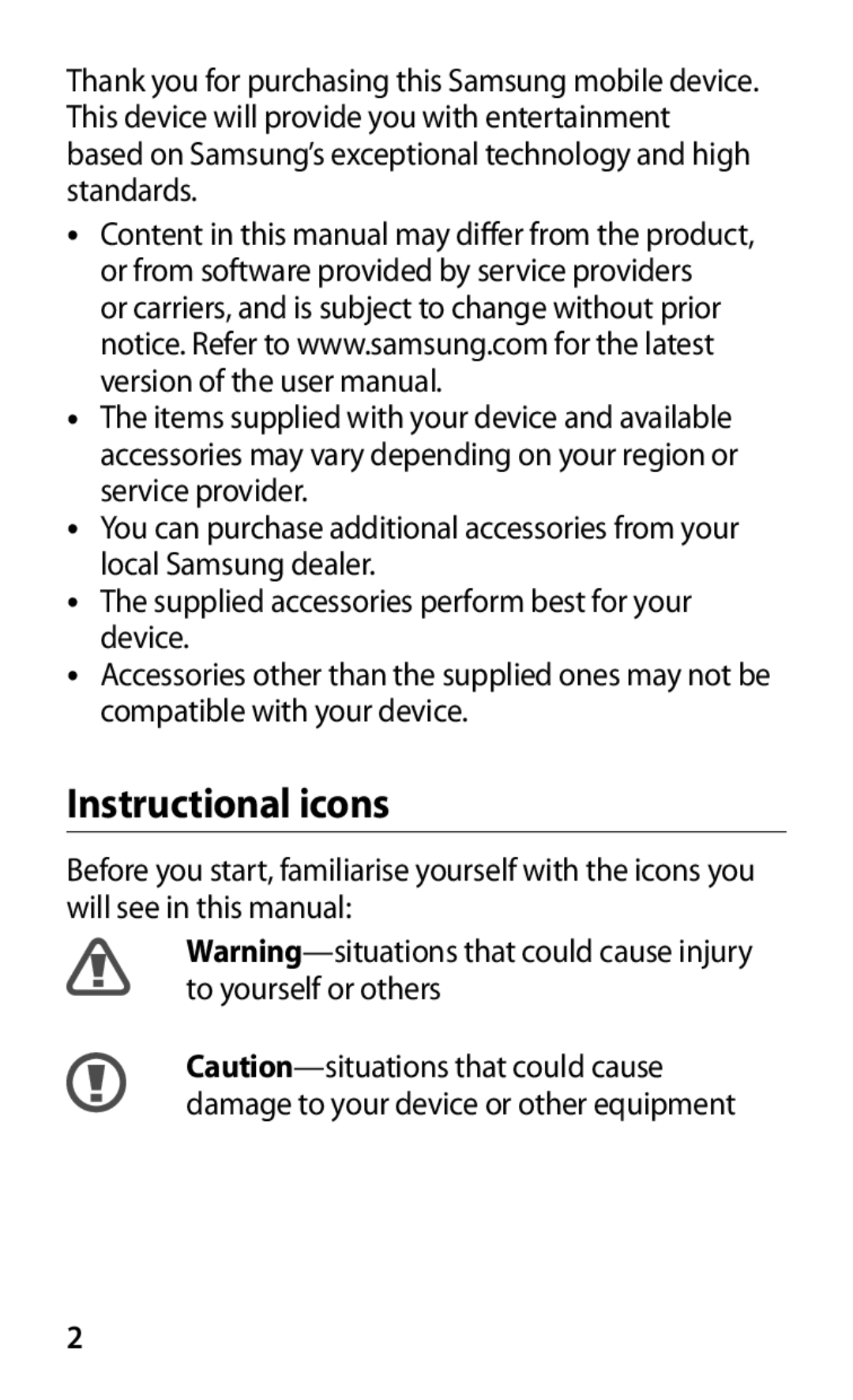 Samsung YP-GS1EB/XEF manual Instructional icons 